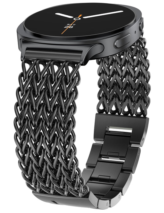 Minyee Metal Band Compatible with Samsung Galaxy Watch 8 40mm 44mm/ 8 Classic 46mm Bands, No Gap One-Click Dressy Stainless Steel Metal Gold Multi-chain Strap Mermaid Style Link Bracelet Wristband