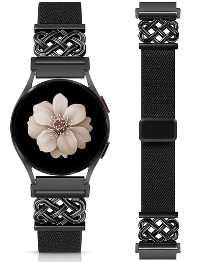 Minyee Magnetic Stretchy Band Compatible with Samsung Galaxy Watch 7/6/5/4/FE/Active 2 40mm 44mm/Watch 6 Classic 43mm 47mm/5 Pro 45mm Women Men,20mm Celtic Knot Soft Elastic Nylon Fabric Dressy Strap