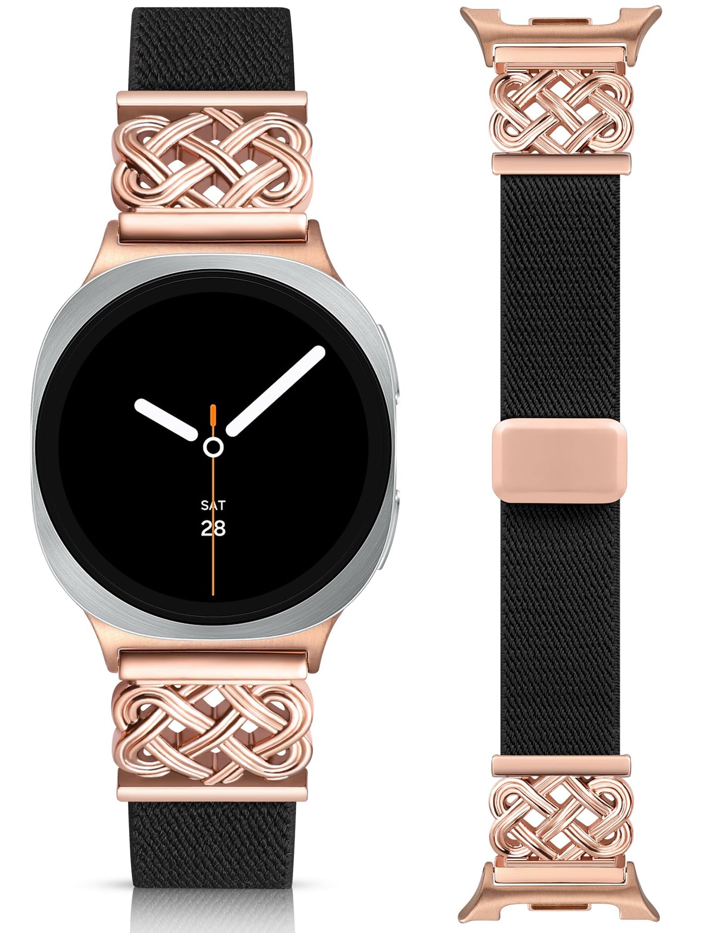 Minyee Magnetic Stretchy Band Compatible with Samsung Galaxy Watch 8 40mm 44mm/8 Classic 46mm Bands Women Men, Celtic Knot No Gap One-Click Soft Elastic Nylon Fabric Magnet Strap,NOT for Other Models
