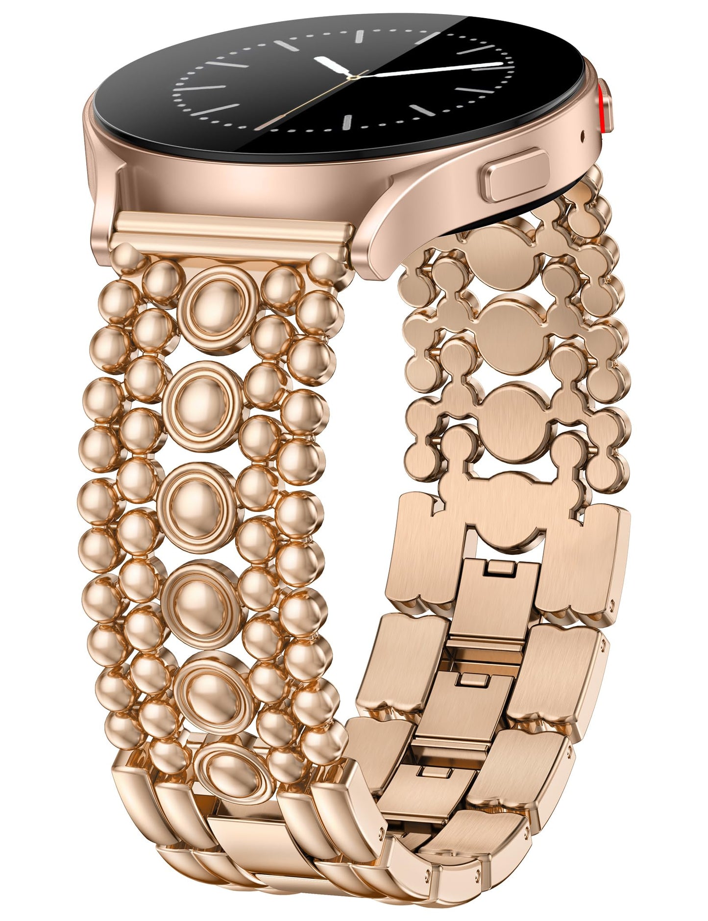 Minyee Compatible with Samsung Galaxy Watch 7 6 5 4 FE 40mm 44mm/Watch 6 Classic 43mm 47mm/Watch 5 Pro 45mm Band Women, 20mm Pretty Dressy Stainless Steel Metal Adjustable Round Studded Link Bracelet