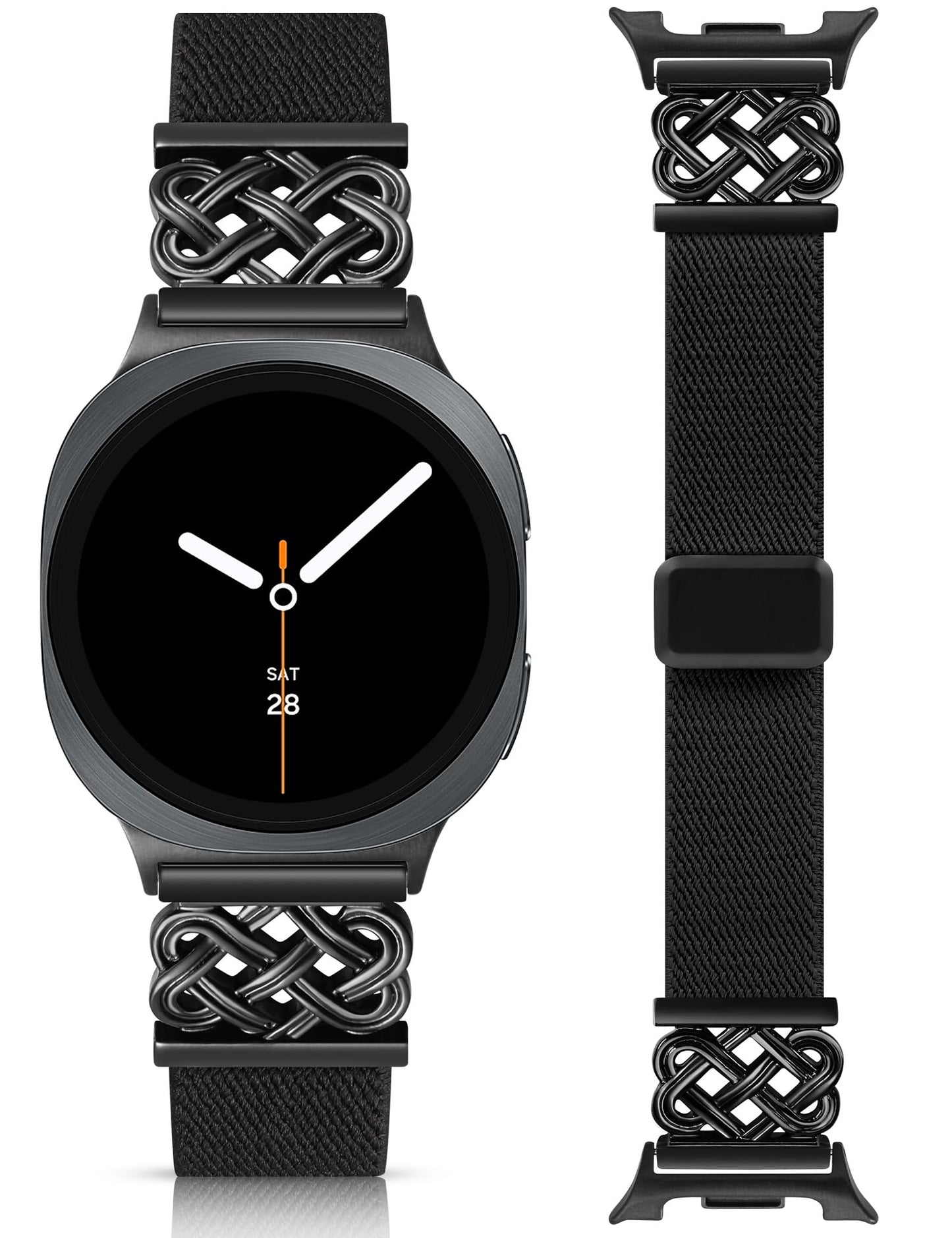 Minyee Magnetic Stretchy Band Compatible with Samsung Galaxy Watch 8 40mm 44mm/8 Classic 46mm Bands Women Men, Celtic Knot No Gap One-Click Soft Elastic Nylon Fabric Magnet Strap,NOT for Other Models