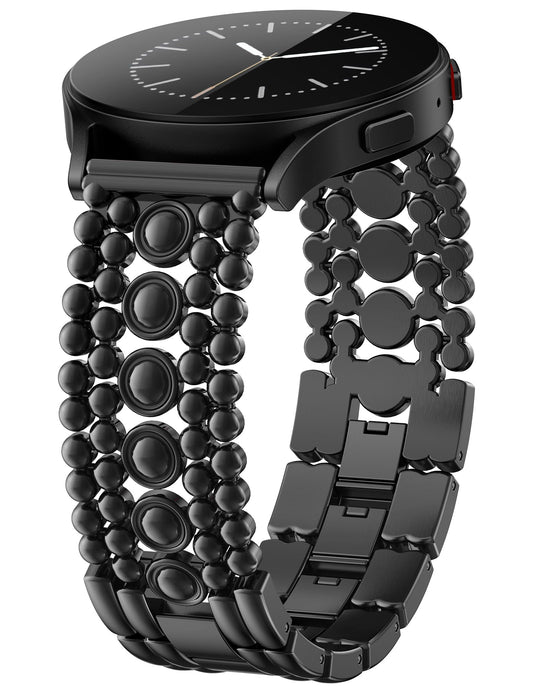 Minyee Compatible with Samsung Galaxy Watch 7 6 5 4 FE 40mm 44mm/Watch 6 Classic 43mm 47mm/Watch 5 Pro 45mm Band Women, 20mm Pretty Dressy Stainless Steel Metal Adjustable Round Studded Link Bracelet