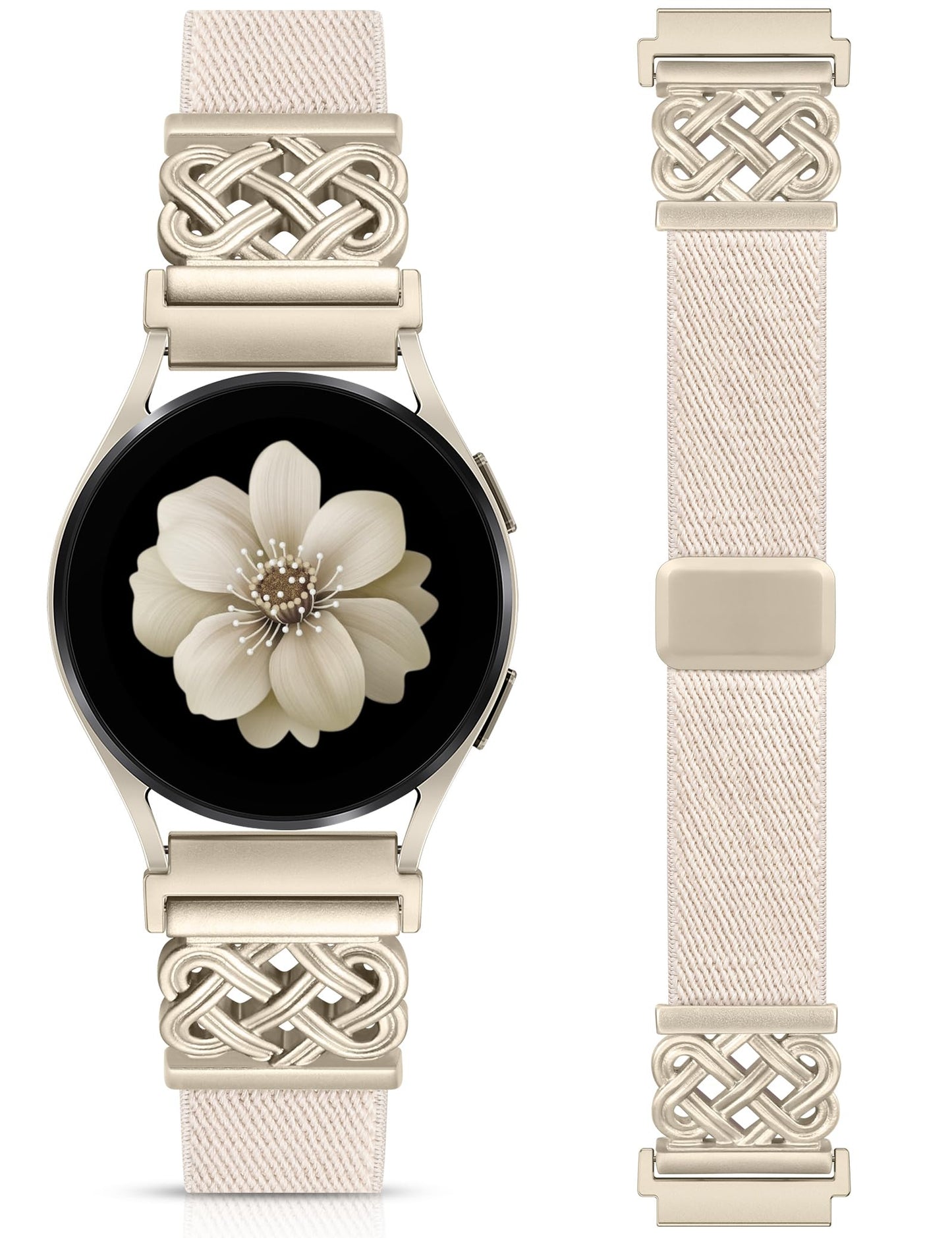 Minyee Magnetic Stretchy Band Compatible with Samsung Galaxy Watch 7/6/5/4/FE/Active 2 40mm 44mm/Watch 6 Classic 43mm 47mm/5 Pro 45mm Women Men,20mm Celtic Knot Soft Elastic Nylon Fabric Dressy Strap