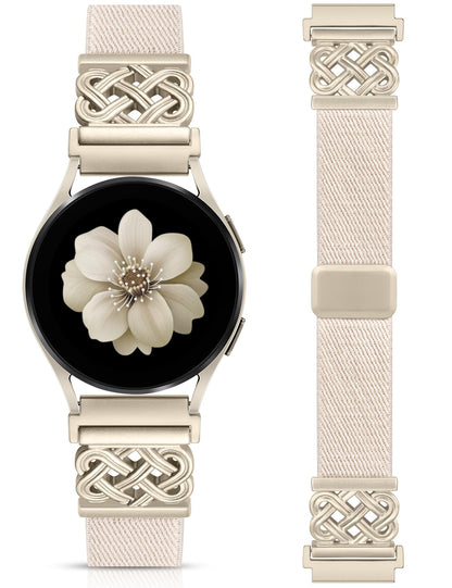 Minyee Magnetic Stretchy Band Compatible with Samsung Galaxy Watch 7/6/5/4/FE/Active 2 40mm 44mm/Watch 6 Classic 43mm 47mm/5 Pro 45mm Women Men,20mm Celtic Knot Soft Elastic Nylon Fabric Dressy Strap