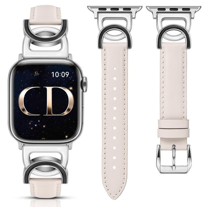 Minyee Compatible with Apple Watch Band 42/41/40/38/44/45/46/49mm Women, Slim Leather Dressy Elegant Designer Strap with DC-shaped Enamel Buckle for iWatch Series 11 10 9 8 7 6 5 4 SE/Ultra 3 2 1