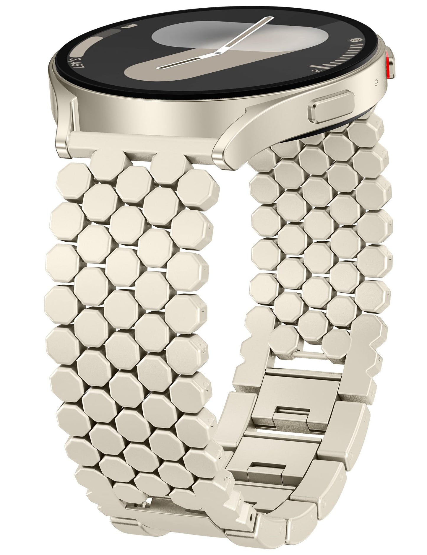 Minyee Compatible with Samsung Galaxy Watch 7 6 5 4 FE 40mm 44mm/Watch 6 Classic 43mm 47mm/Watch 5 Pro 45mm Bands for Women, 20mm Dressy Metal Gold Chain Honeycomb Luxury Chic Link Bracelet Strap