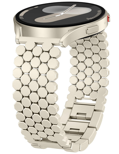 Minyee Compatible with Samsung Galaxy Watch 7 6 5 4 FE 40mm 44mm/Watch 6 Classic 43mm 47mm/Watch 5 Pro 45mm Bands for Women, 20mm Dressy Metal Gold Chain Honeycomb Luxury Chic Link Bracelet Strap