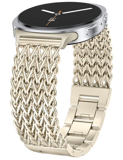 Minyee Metal Band Compatible with Samsung Galaxy Watch 8 40mm 44mm/ 8 Classic 46mm Bands, No Gap One-Click Dressy Stainless Steel Metal Gold Multi-chain Strap Mermaid Style Link Bracelet Wristband