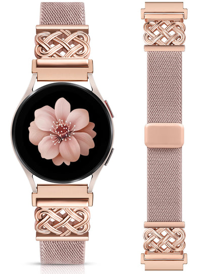 Minyee Magnetic Stretchy Band Compatible with Samsung Galaxy Watch 7/6/5/4/FE/Active 2 40mm 44mm/Watch 6 Classic 43mm 47mm/5 Pro 45mm Women Men,20mm Celtic Knot Soft Elastic Nylon Fabric Dressy Strap