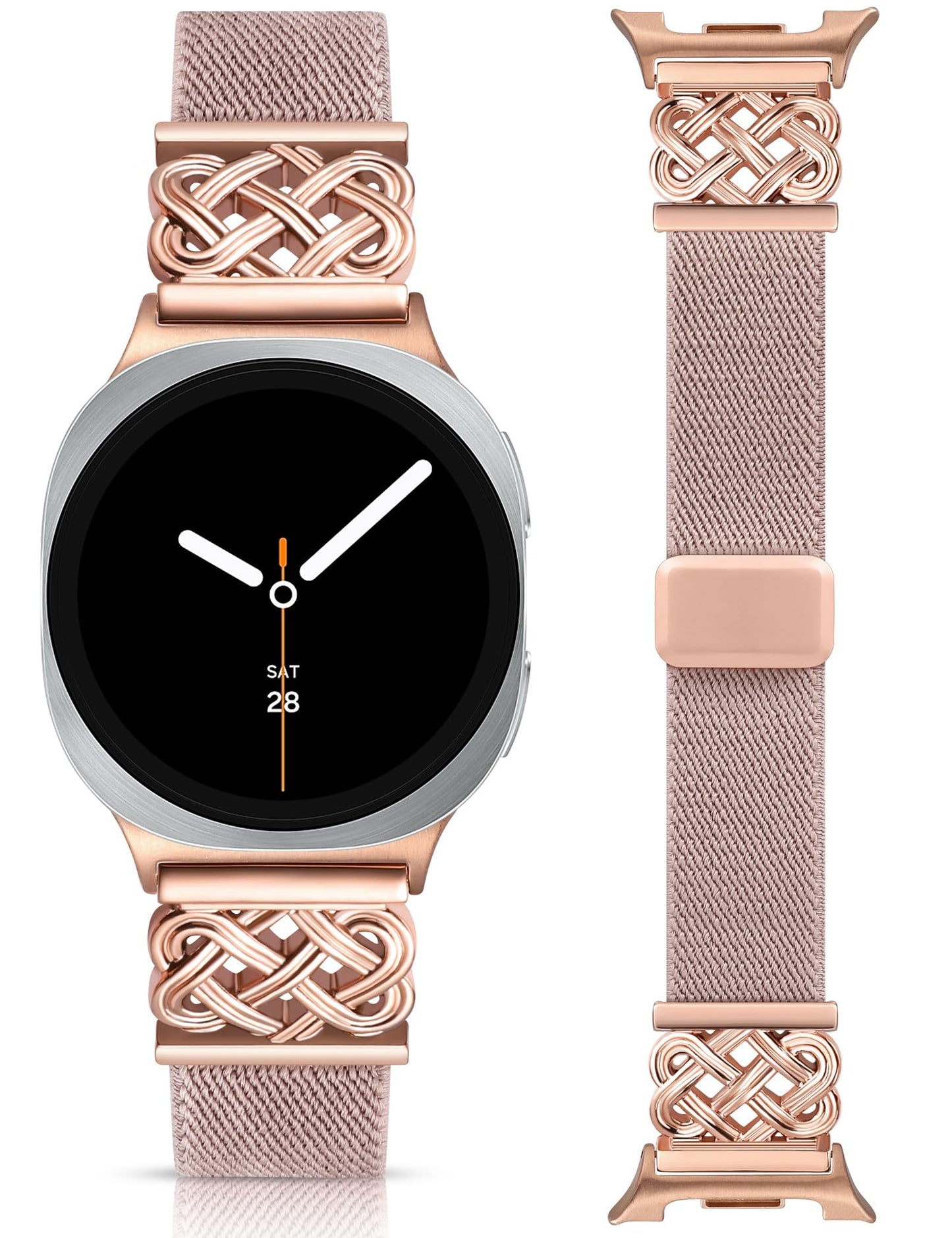 Minyee Magnetic Stretchy Band Compatible with Samsung Galaxy Watch 8 40mm 44mm/8 Classic 46mm Bands Women Men, Celtic Knot No Gap One-Click Soft Elastic Nylon Fabric Magnet Strap,NOT for Other Models