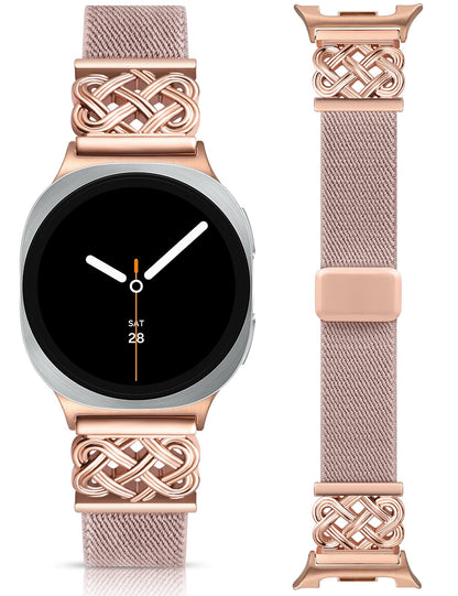 Minyee Magnetic Stretchy Band Compatible with Samsung Galaxy Watch 8 40mm 44mm/8 Classic 46mm Bands Women Men, Celtic Knot No Gap One-Click Soft Elastic Nylon Fabric Magnet Strap,NOT for Other Models