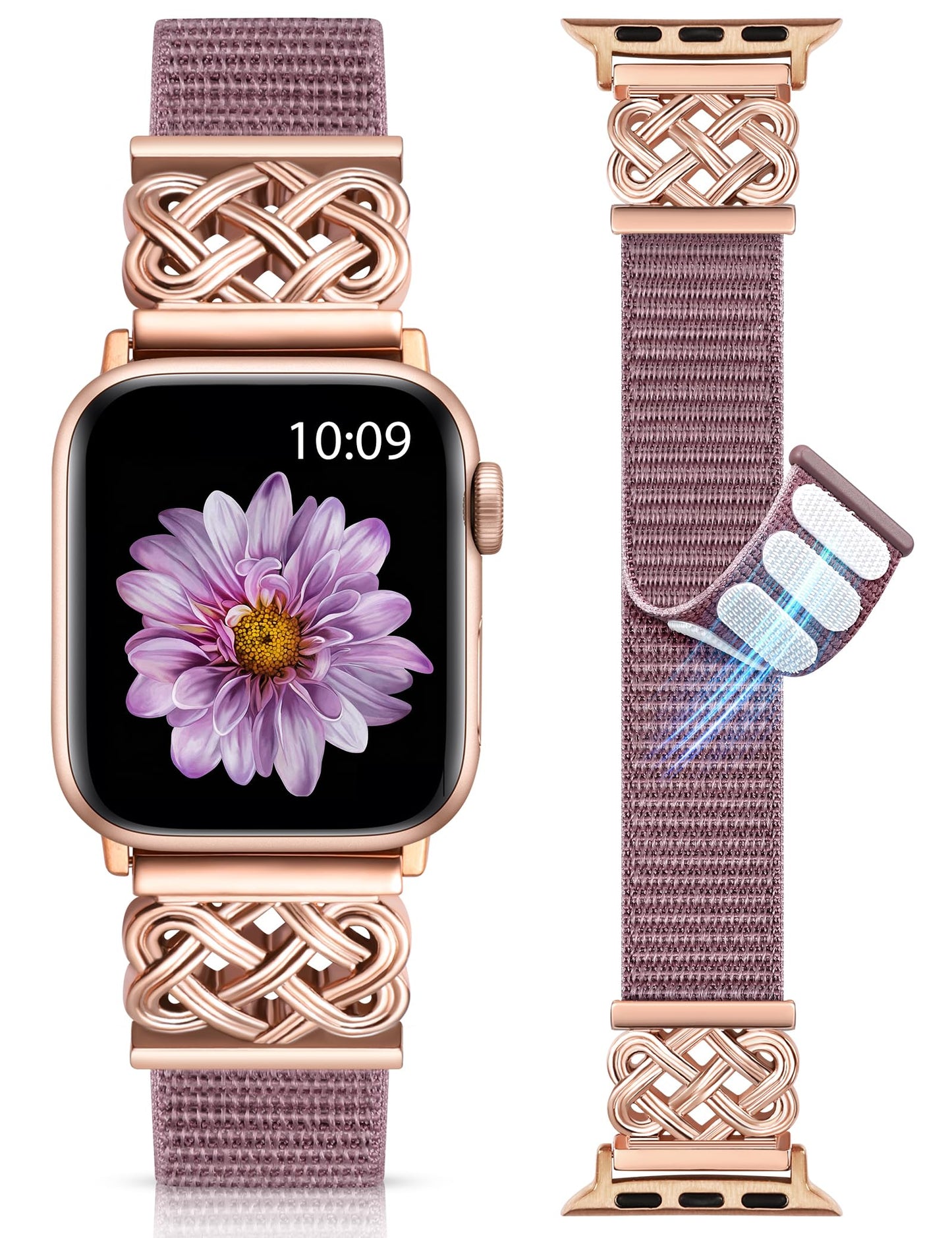 Minyee Nylon Loop Band Compatible with Apple Watch Bands 38/40/41/42/44/45/46/49mm Women Men, Celtic Knot Dressy Adjustable Breathable Braided Straps for iWatch Series 11 10 9 8 7 6 5 4 SE/Ultra 3 2 1