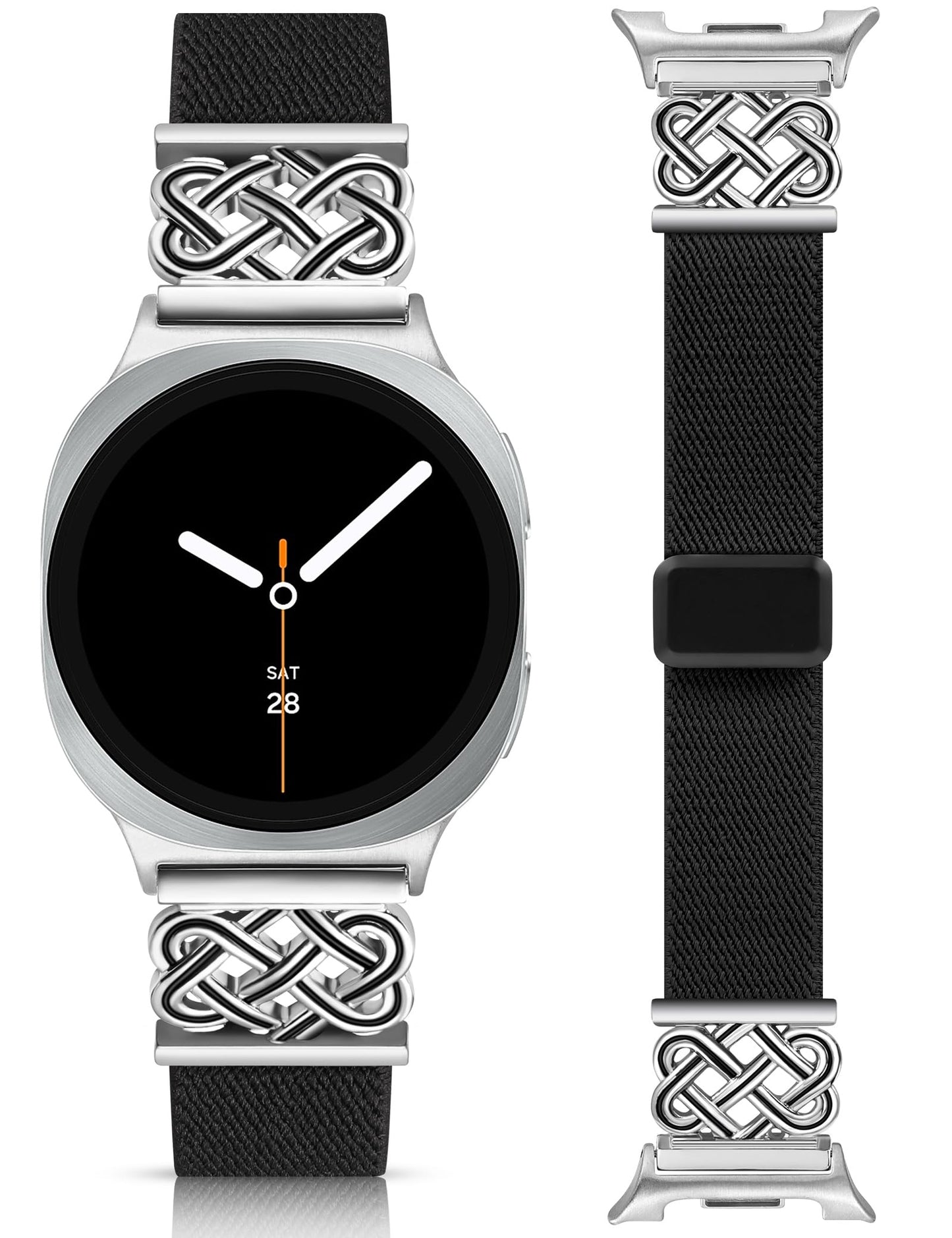 Minyee Magnetic Stretchy Band Compatible with Samsung Galaxy Watch 8 40mm 44mm/8 Classic 46mm Bands Women Men, Celtic Knot No Gap One-Click Soft Elastic Nylon Fabric Magnet Strap,NOT for Other Models