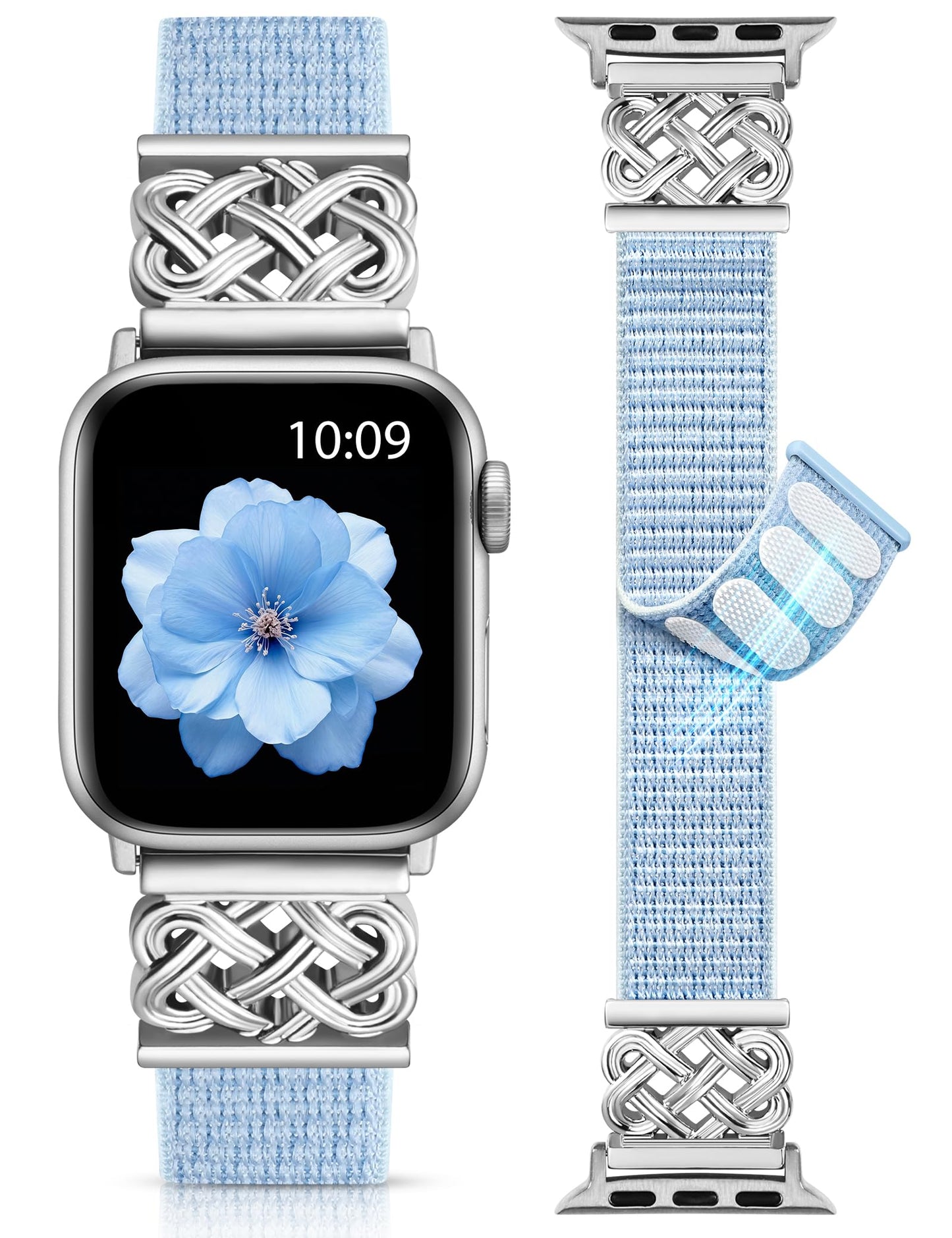 Minyee Nylon Loop Band Compatible with Apple Watch Bands 38/40/41/42/44/45/46/49mm Women Men, Celtic Knot Dressy Adjustable Breathable Braided Straps for iWatch Series 11 10 9 8 7 6 5 4 SE/Ultra 3 2 1