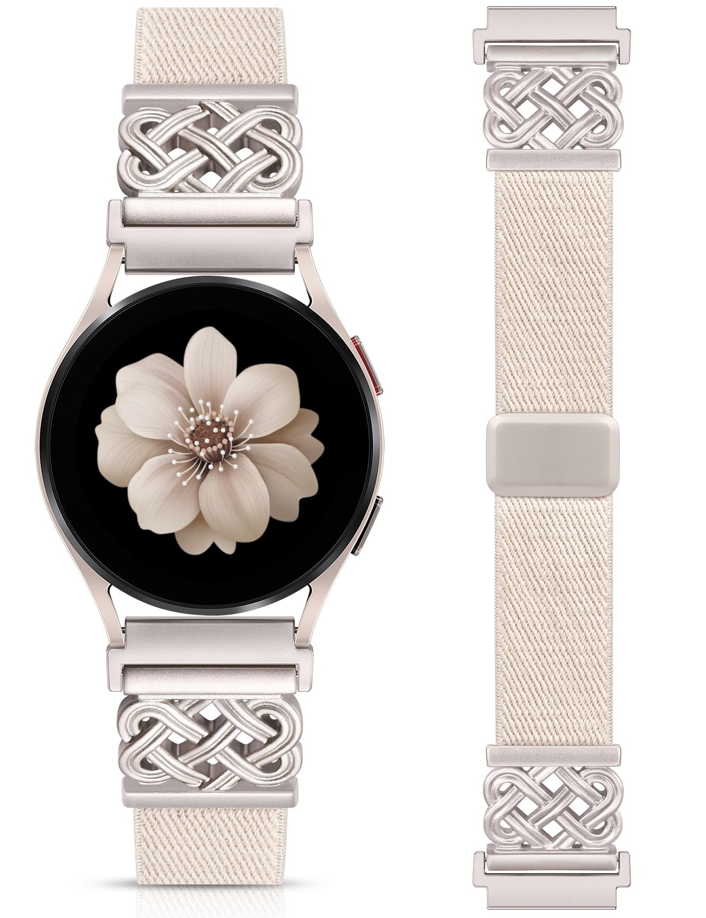 Minyee Magnetic Stretchy Band Compatible with Samsung Galaxy Watch 7/6/5/4/FE/Active 2 40mm 44mm/Watch 6 Classic 43mm 47mm/5 Pro 45mm Women Men,20mm Celtic Knot Soft Elastic Nylon Fabric Dressy Strap