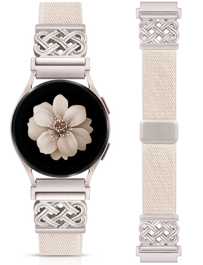 Minyee Magnetic Stretchy Band Compatible with Samsung Galaxy Watch 7/6/5/4/FE/Active 2 40mm 44mm/Watch 6 Classic 43mm 47mm/5 Pro 45mm Women Men,20mm Celtic Knot Soft Elastic Nylon Fabric Dressy Strap
