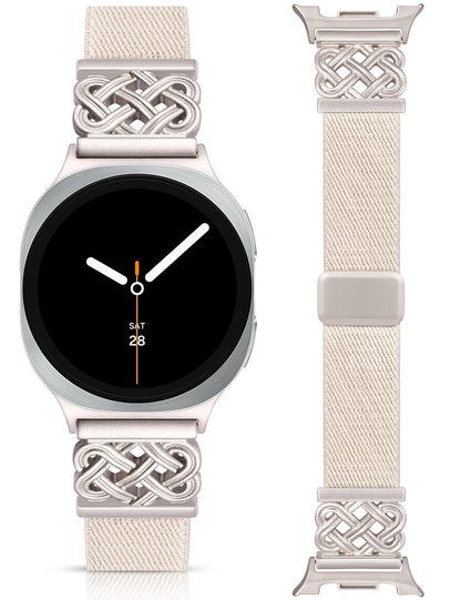 Minyee Magnetic Stretchy Band Compatible with Samsung Galaxy Watch 8 40mm 44mm/8 Classic 46mm Bands Women Men, Celtic Knot No Gap One-Click Soft Elastic Nylon Fabric Magnet Strap,NOT for Other Models