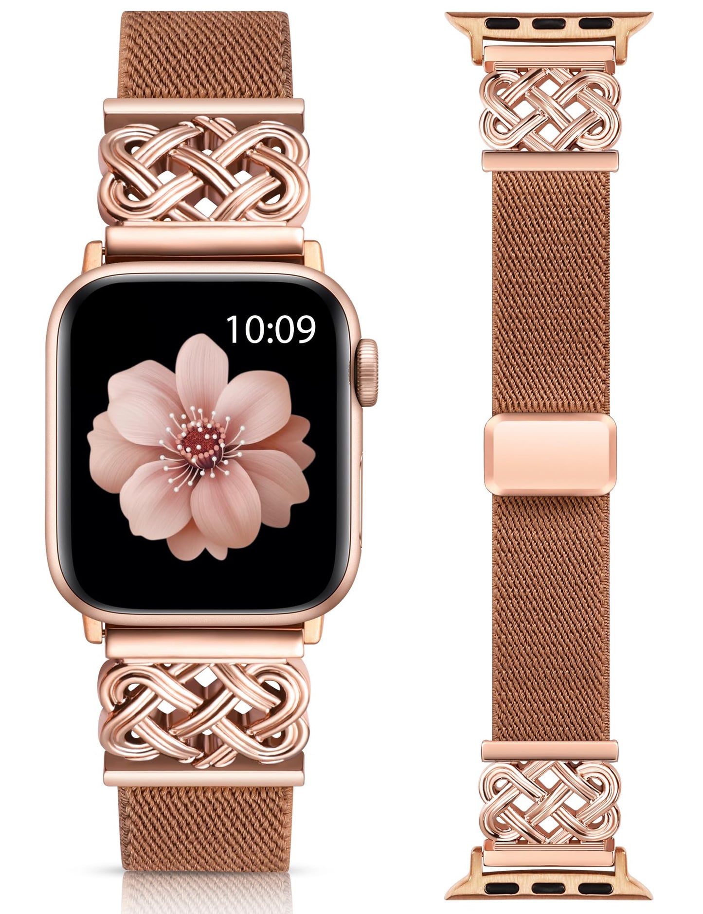 Minyee Magnetic Stretchy Band Compatible with Apple Watch Bands 38/40/41/42/44/45/46/49mm Women Men, Celtic Knot Soft Elastic Nylon Fabric Strap for iWatch Series 11 10 9 8 7 6 5 4 SE/Ultra 3 2 1