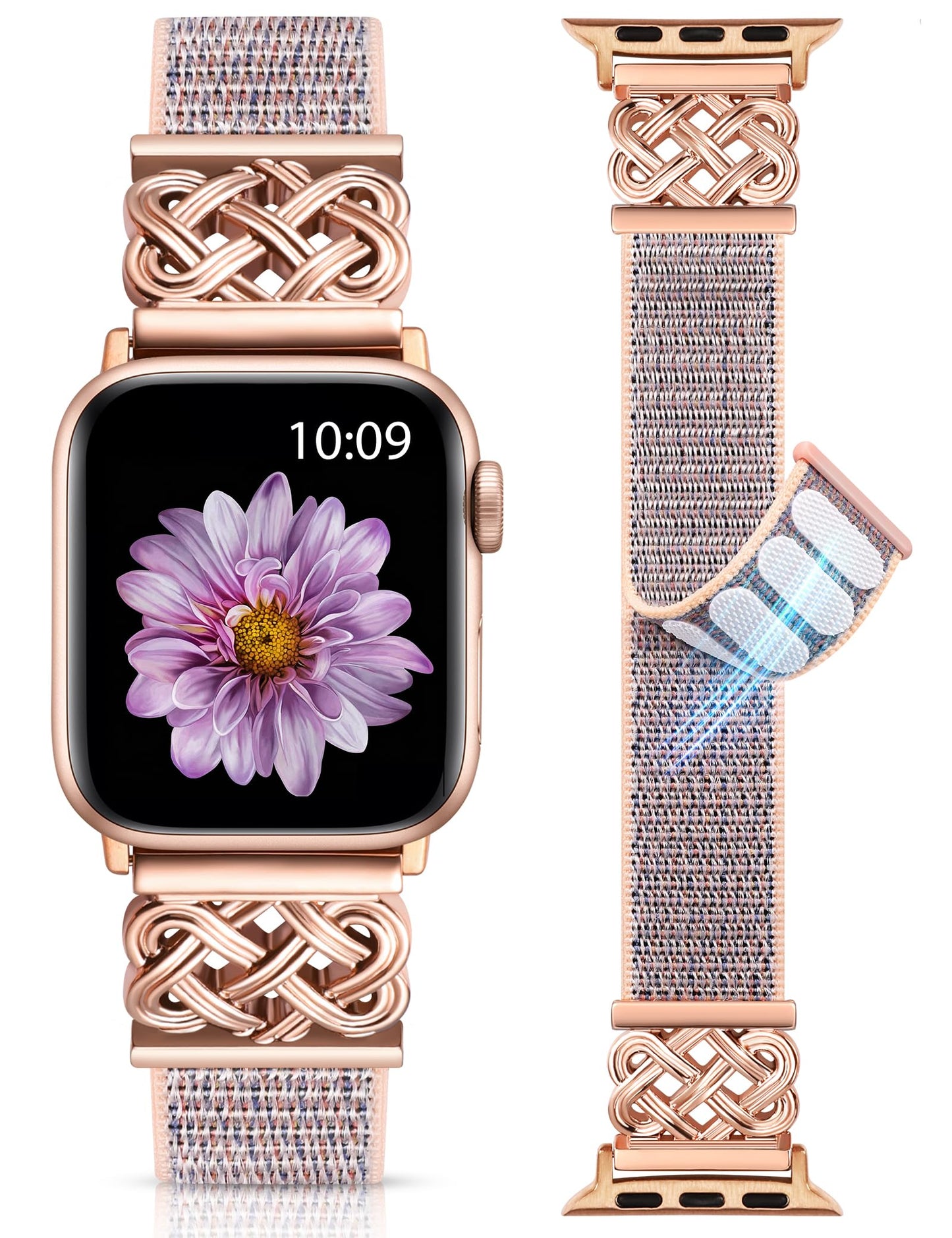 Minyee Nylon Loop Band Compatible with Apple Watch Bands 38/40/41/42/44/45/46/49mm Women Men, Celtic Knot Dressy Adjustable Breathable Braided Straps for iWatch Series 11 10 9 8 7 6 5 4 SE/Ultra 3 2 1