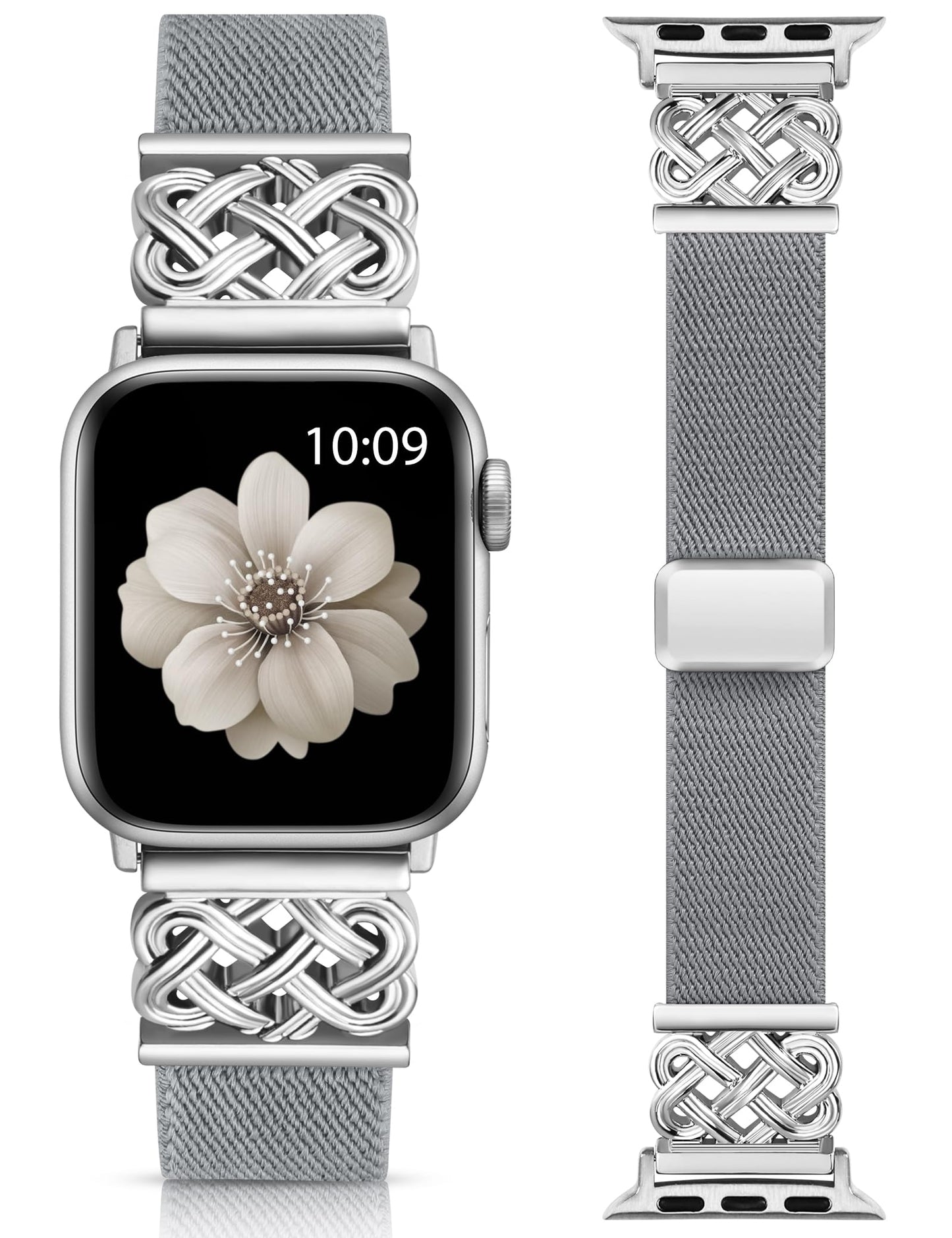 Minyee Magnetic Stretchy Band Compatible with Apple Watch Bands 38/40/41/42/44/45/46/49mm Women Men, Celtic Knot Soft Elastic Nylon Fabric Strap for iWatch Series 11 10 9 8 7 6 5 4 SE/Ultra 3 2 1