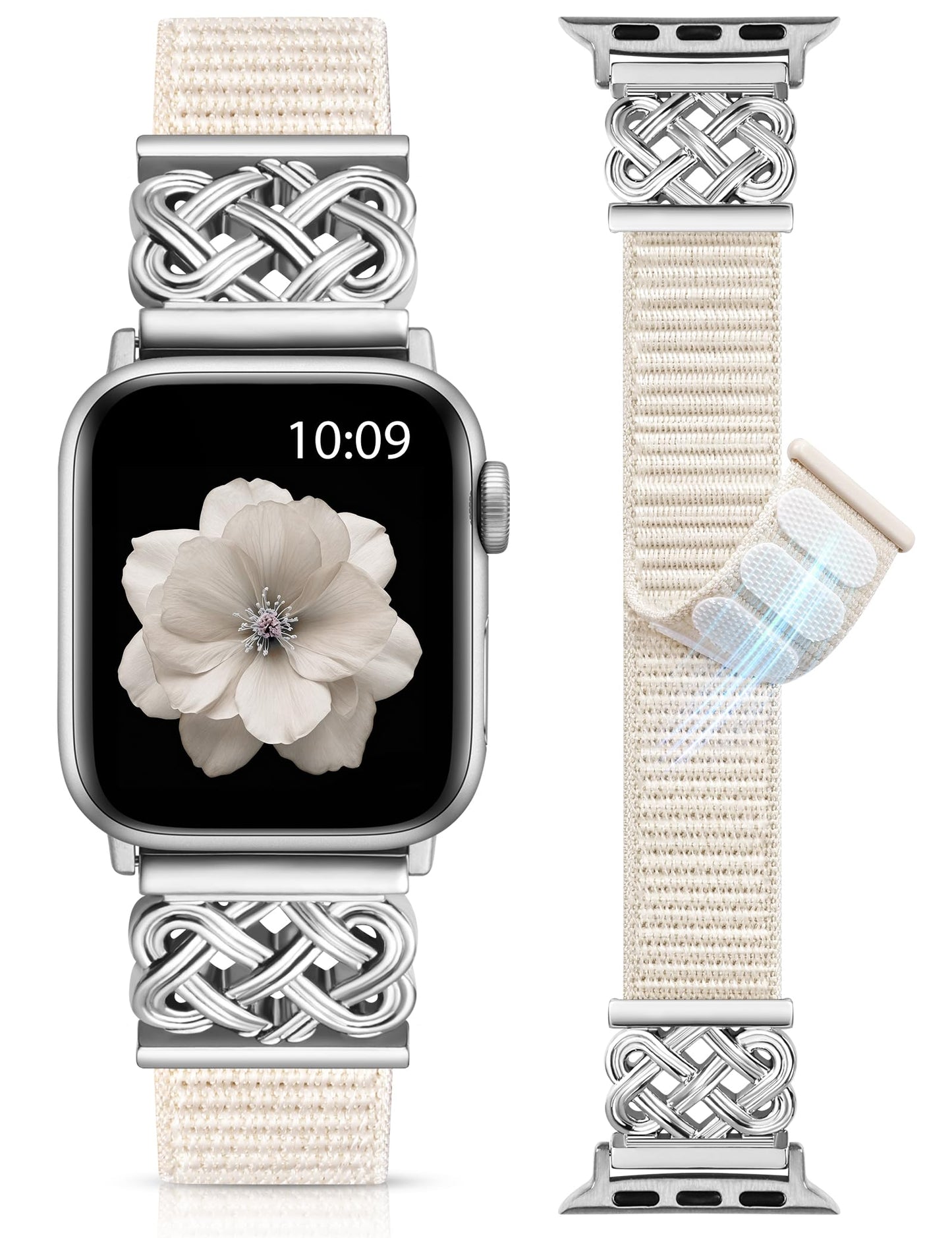 Minyee Nylon Loop Band Compatible with Apple Watch Bands 38/40/41/42/44/45/46/49mm Women Men, Celtic Knot Dressy Adjustable Breathable Braided Straps for iWatch Series 11 10 9 8 7 6 5 4 SE/Ultra 3 2 1