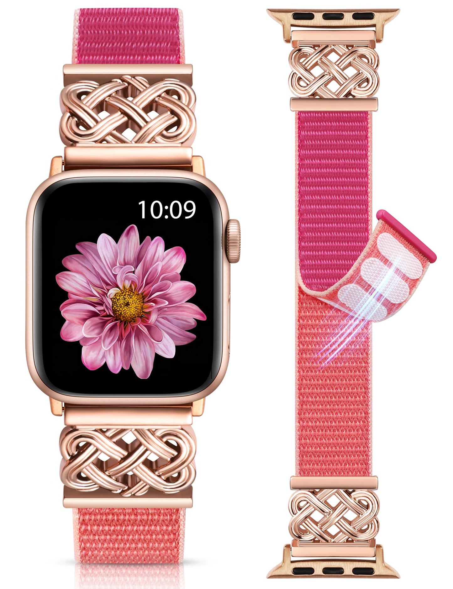Minyee Nylon Loop Band Compatible with Apple Watch Bands 38/40/41/42/44/45/46/49mm Women Men, Celtic Knot Dressy Adjustable Breathable Braided Straps for iWatch Series 11 10 9 8 7 6 5 4 SE/Ultra 3 2 1