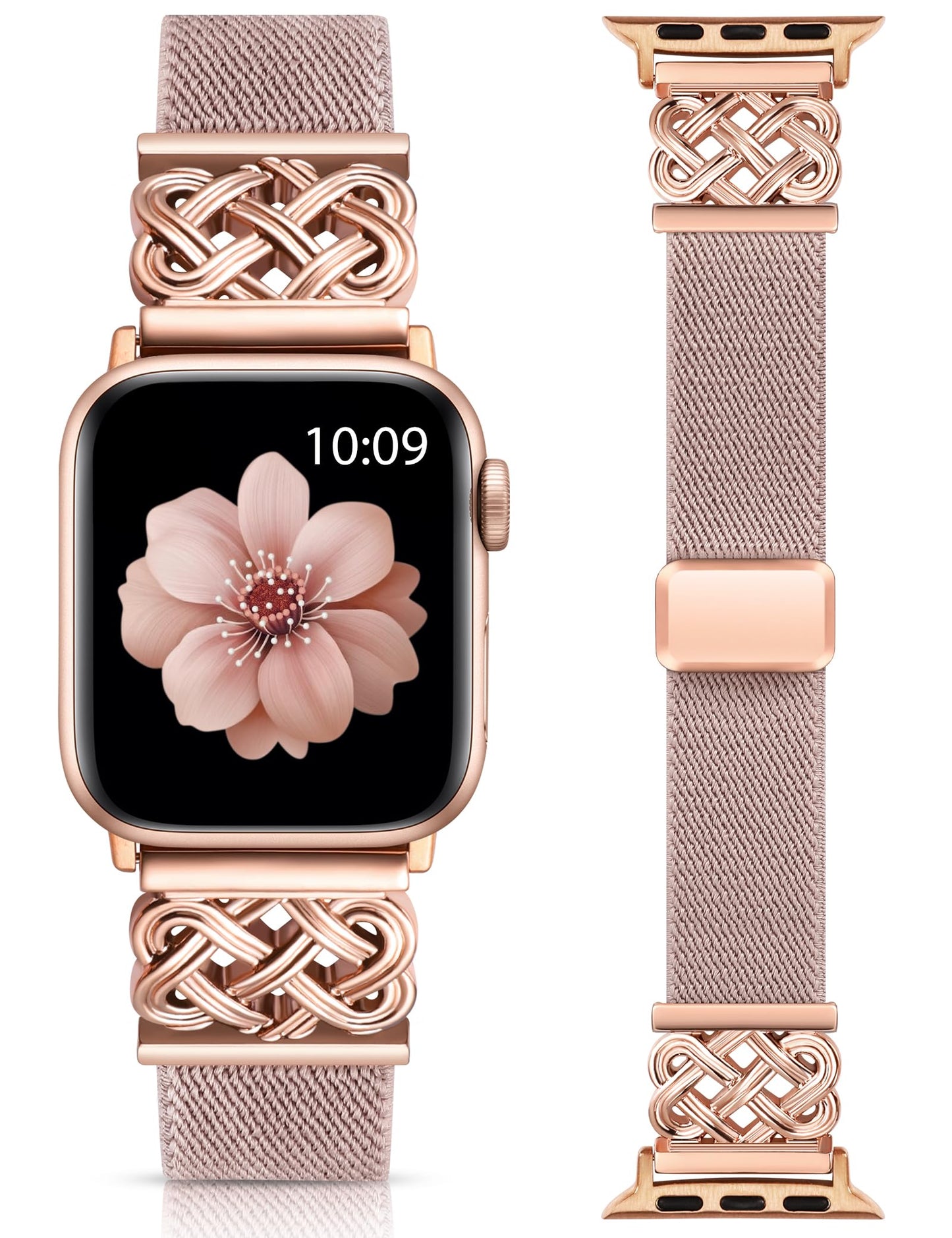 Minyee Magnetic Stretchy Band Compatible with Apple Watch Bands 38/40/41/42/44/45/46/49mm Women Men, Celtic Knot Soft Elastic Nylon Fabric Strap for iWatch Series 11 10 9 8 7 6 5 4 SE/Ultra 3 2 1