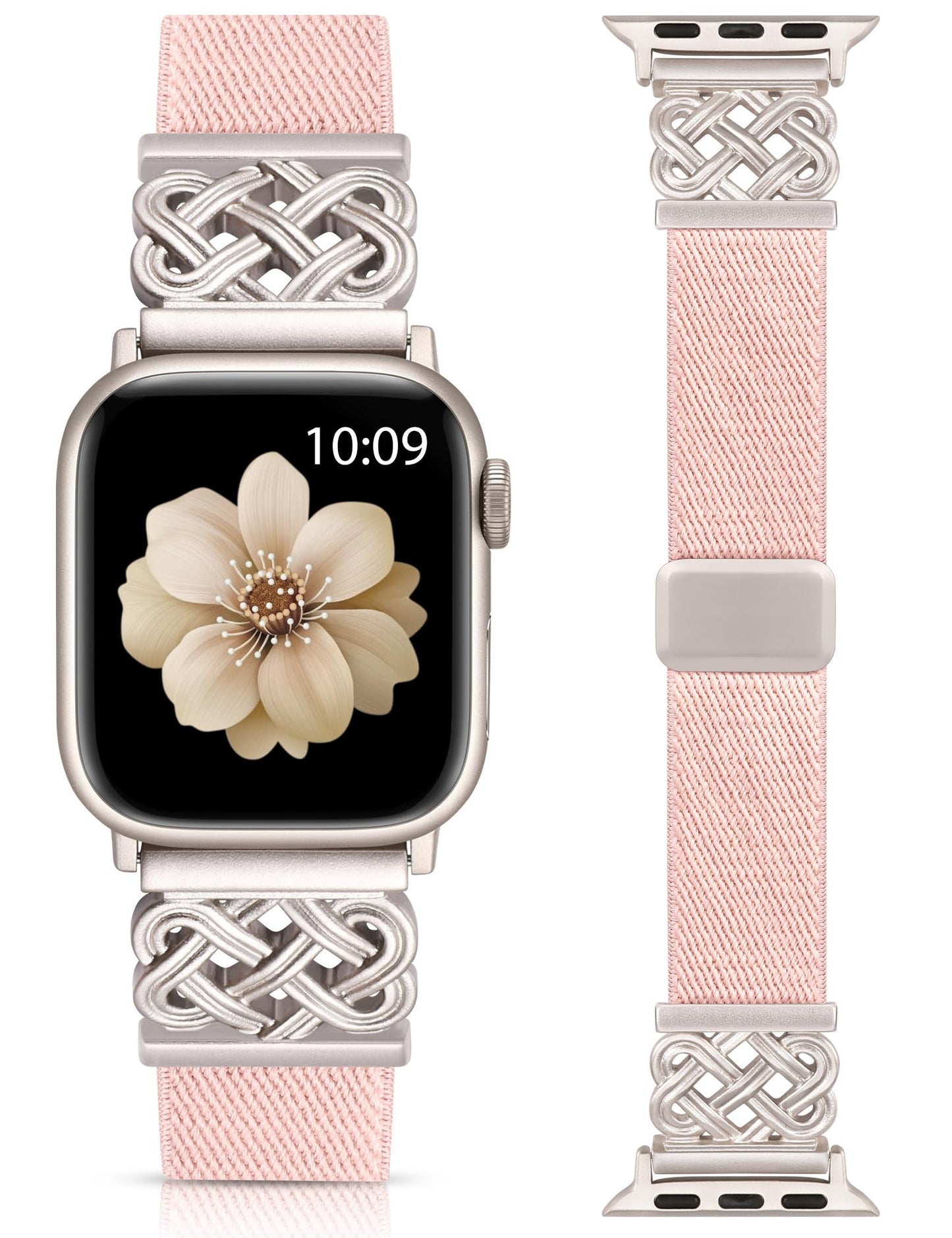 Minyee Magnetic Stretchy Band Compatible with Apple Watch Bands 38/40/41/42/44/45/46/49mm Women Men, Celtic Knot Soft Elastic Nylon Fabric Strap for iWatch Series 11 10 9 8 7 6 5 4 SE/Ultra 3 2 1
