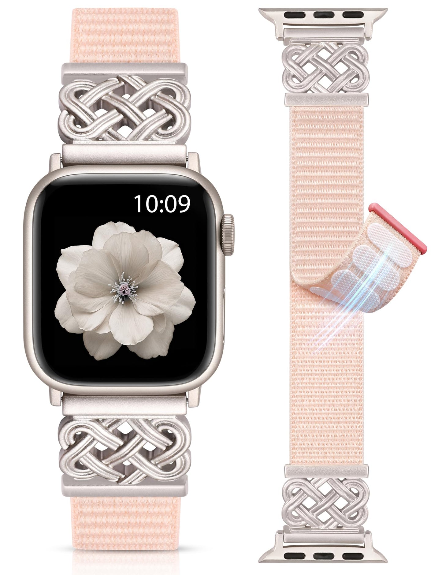 Minyee Nylon Loop Band Compatible with Apple Watch Bands 38/40/41/42/44/45/46/49mm Women Men, Celtic Knot Dressy Adjustable Breathable Braided Straps for iWatch Series 11 10 9 8 7 6 5 4 SE/Ultra 3 2 1