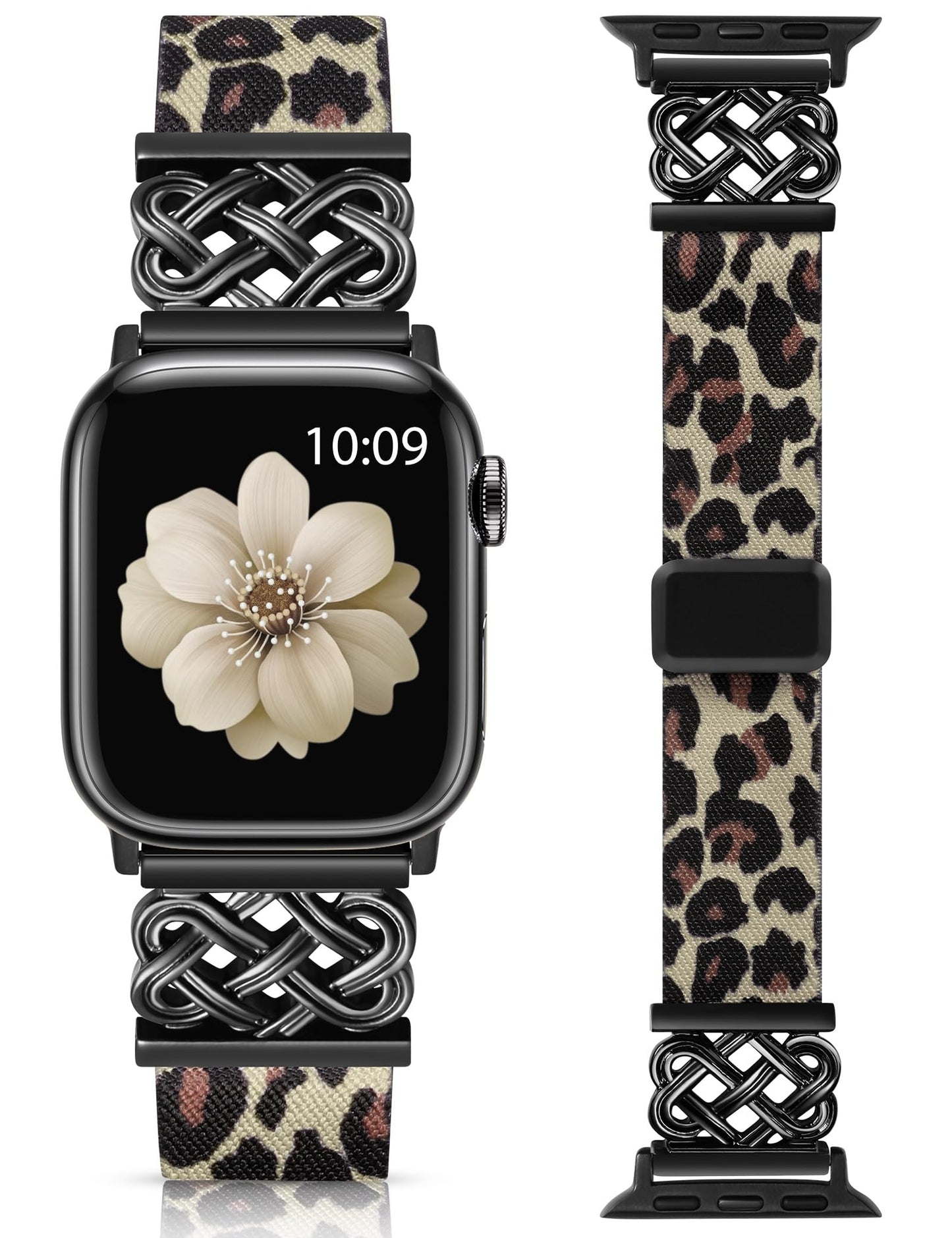 Minyee Magnetic Stretchy Band Compatible with Apple Watch Bands 38/40/41/42/44/45/46/49mm Women Men, Celtic Knot Soft Elastic Nylon Fabric Strap for iWatch Series 11 10 9 8 7 6 5 4 SE/Ultra 3 2 1