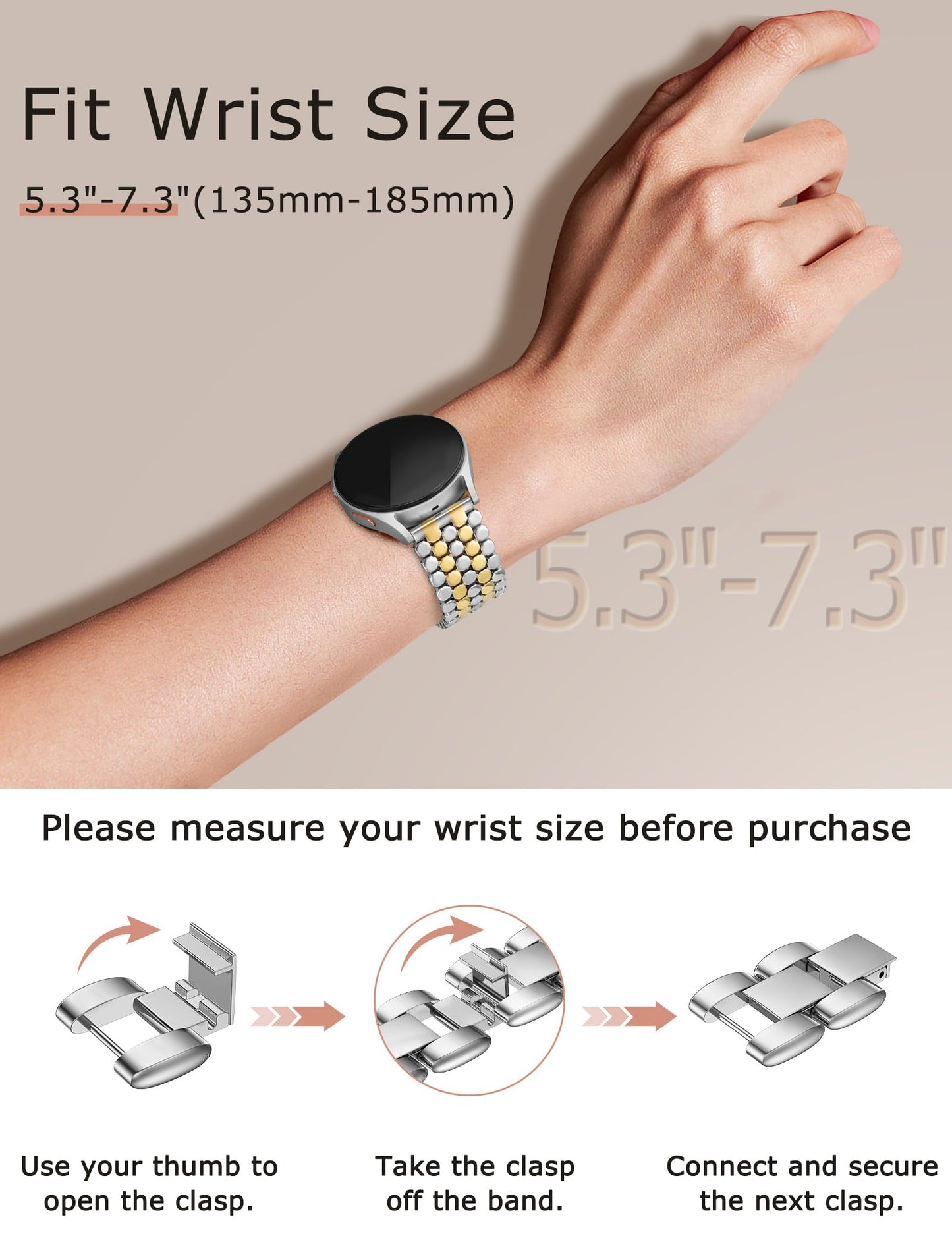 Minyee Compatible with Samsung Galaxy Watch 7 6 5 4 FE 40mm 44mm/Watch 6 Classic 43mm 47mm/Watch 5 Pro 45mm Bands for Women, 20mm Dressy Metal Gold Chain Honeycomb Luxury Chic Link Bracelet Strap