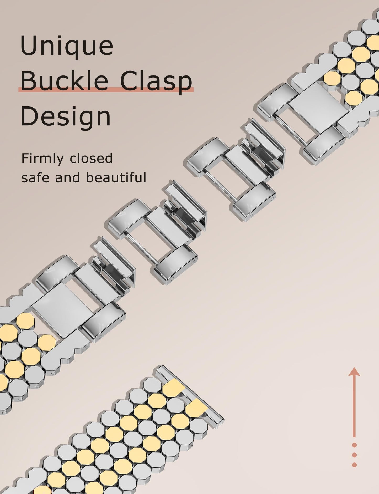 Minyee Compatible with Samsung Galaxy Watch 7 6 5 4 FE 40mm 44mm/Watch 6 Classic 43mm 47mm/Watch 5 Pro 45mm Bands for Women, 20mm Dressy Metal Gold Chain Honeycomb Luxury Chic Link Bracelet Strap
