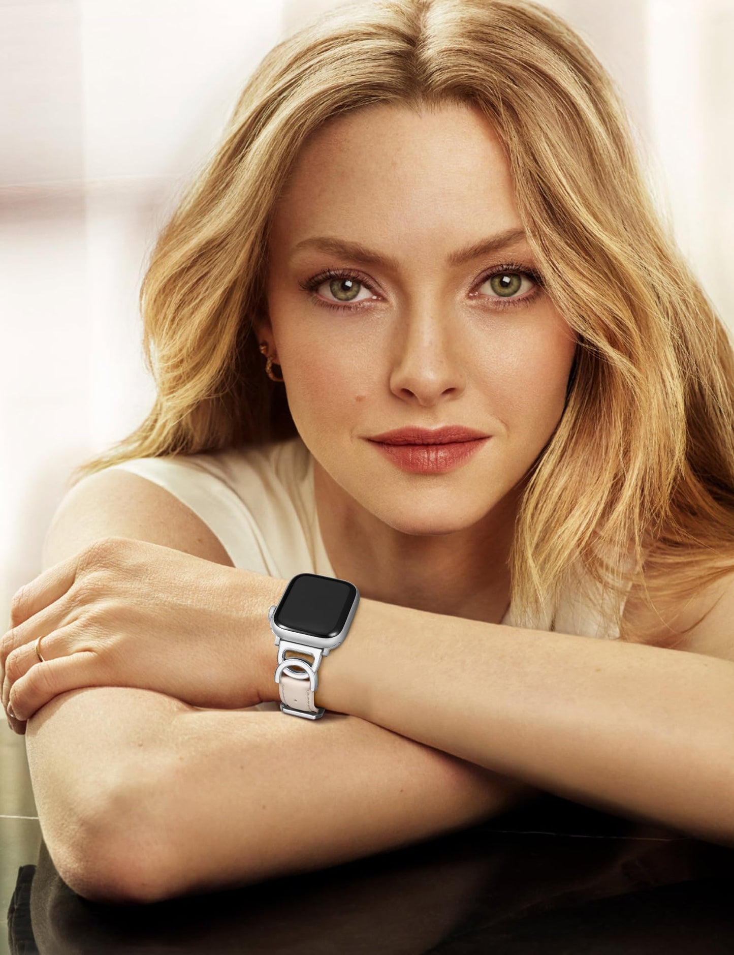 Minyee Compatible with Apple Watch Band 42/41/40/38/44/45/46/49mm Women, Slim Leather Dressy Elegant Designer Strap with DC-shaped Enamel Buckle for iWatch Series 11 10 9 8 7 6 5 4 SE/Ultra 3 2 1