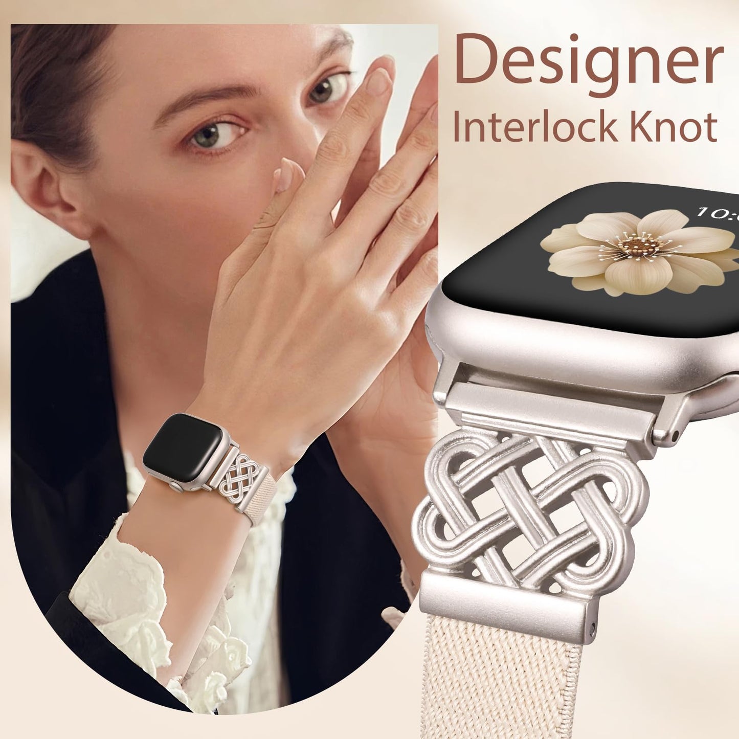 Minyee Magnetic Stretchy Band Compatible with Apple Watch Bands 38/40/41/42/44/45/46/49mm Women Men, Celtic Knot Soft Elastic Nylon Fabric Strap for iWatch Series 11 10 9 8 7 6 5 4 SE/Ultra 3 2 1