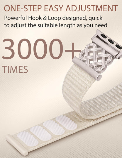 Minyee Nylon Loop Band Compatible with Apple Watch Bands 38/40/41/42/44/45/46/49mm Women Men, Celtic Knot Dressy Adjustable Breathable Braided Straps for iWatch Series 11 10 9 8 7 6 5 4 SE/Ultra 3 2 1