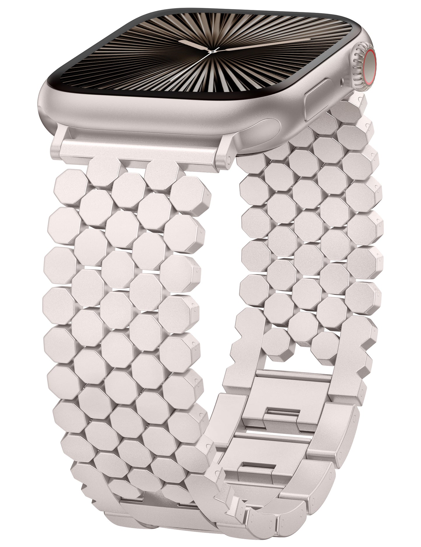 Minyee Compatible with Apple Watch Band 41/40/38/44/45/46/49/42mm Women, Dressy Honeycomb Metal Pretty Strap Designer Gold Silver Link Bracelet Wristband for iWatch Series 10 9 8 7 6 5 4 3 Ultra SE