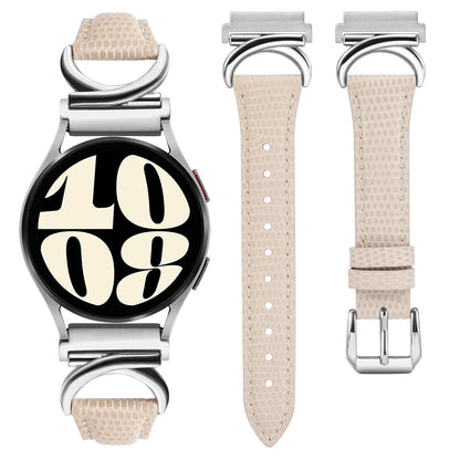 Minyee Leather Band Compatible with Samsung Galaxy Watch 7/6/5/4/FE/Active 2 40mm 44mm/Watch 6 Classic 43mm 47mm/Watch 5 Pro 45mm Bands, 20mm Slim Dressy Leather Strap with C-Shape Metal Buckle Women