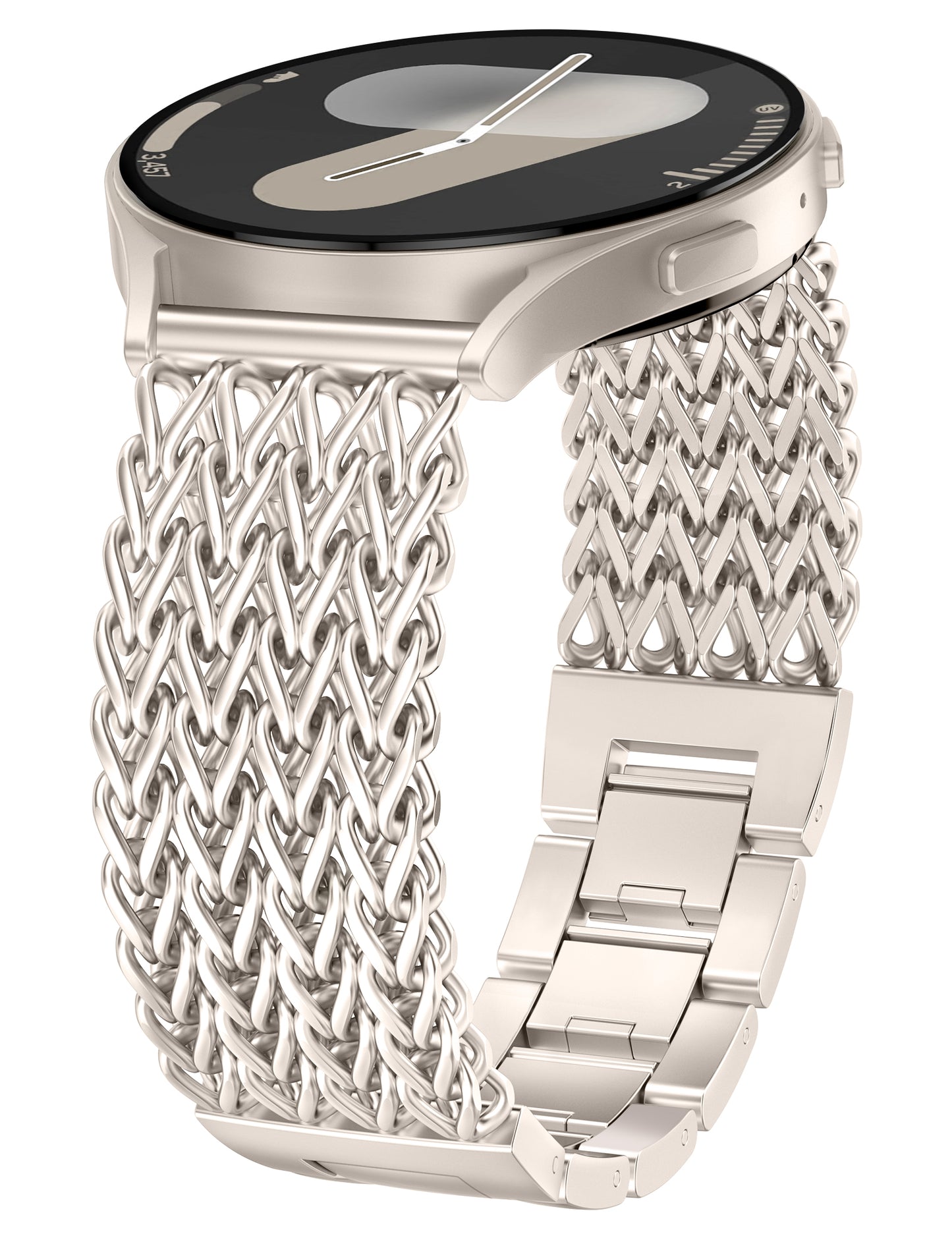 Minyee Compatible with Samsung Galaxy Watch 7 6 5 4 FE 40mm 44mm/Watch 6 Classic 43mm 47mm/Watch 5 Pro 45mm Bands Women, 20mm Dressy Stainless Steel Metal Gold Chain Strap Mermaid Designer Wristband