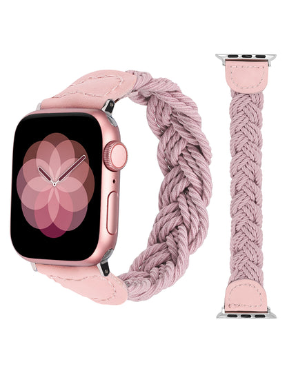 Minyee Compatible with Apple Watch Band Braided 41mm 40mm 38mm 44mm 45mm 42mm 49mm Women, Solo Loop Stretchy Designer Slim Elastic Woven Cute Bracelet for iWatch Ultra 2, Series 9/8/7/6/5/4/3/2/1/SE