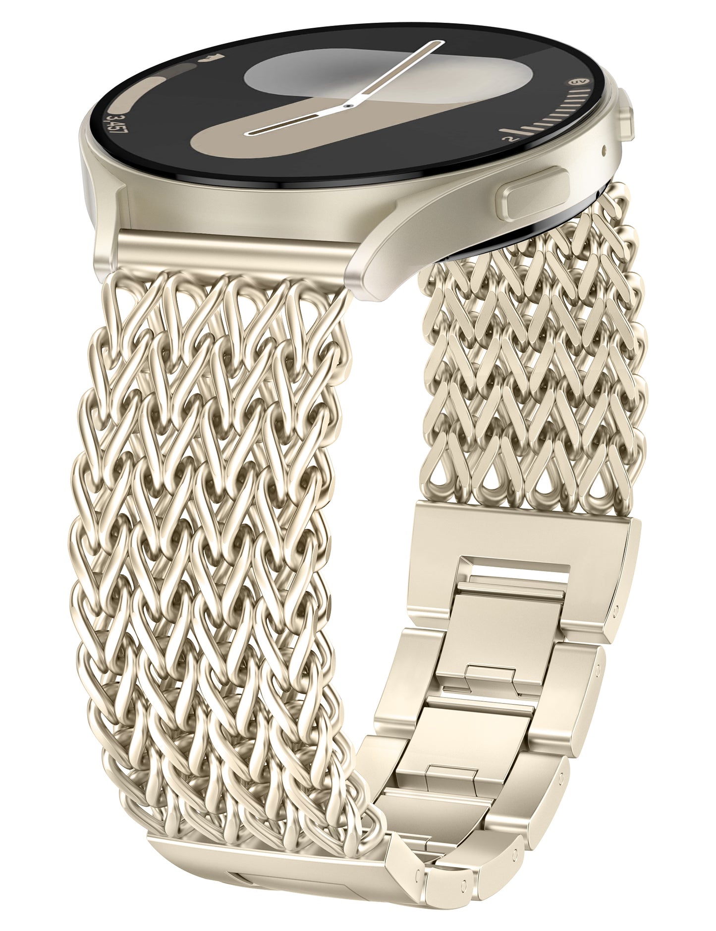 Minyee Compatible with Samsung Galaxy Watch 7 6 5 4 FE 40mm 44mm/Watch 6 Classic 43mm 47mm/Watch 5 Pro 45mm Bands Women, 20mm Dressy Stainless Steel Metal Gold Chain Strap Mermaid Designer Wristband